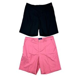 Lot Montauk Tackle‎ Co. Performance Fish Golf Shorts Pink/BLK Flat Front Size 38